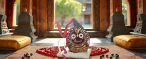 भगवान जगन्नाथ की छवि वाला जप बैग, साथ में साक्षी माला काउंटर और ज़िप पॉकेट